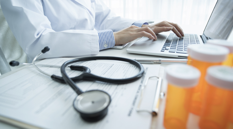 dr at a computer