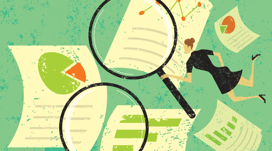 Documents & magnifying glass